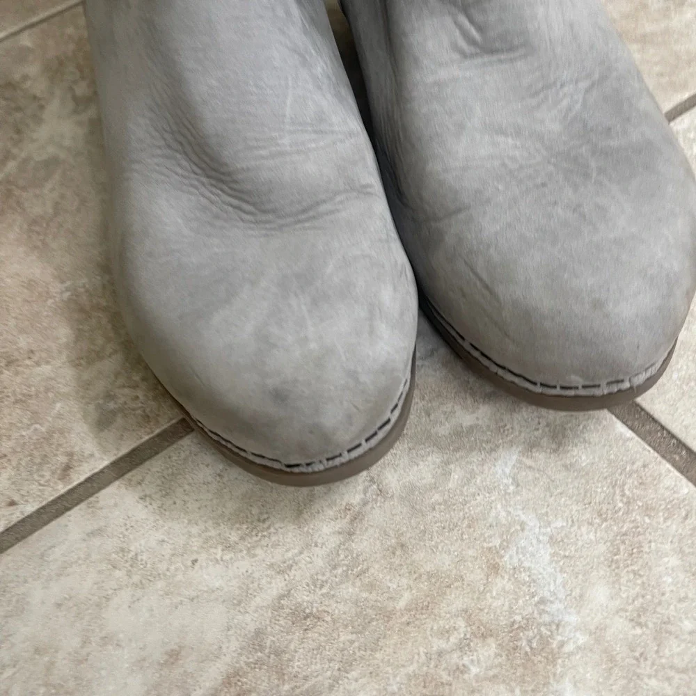 Dansko hatley Grey Leather Boots Side Buckle Wood Heel Women Size 41 USA 10.5-11